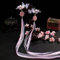 Ancient style jewelry Hanfu chiffon butterfly hairclip clip ancient headdress ancient clothing hair accessories children Super fairy streamer women