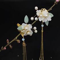 Original Hanfu Butterfly Love flower headdress ancient style hair accessories tassel step swing side clip accessories girl Super fairy costume pair clip
