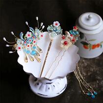 Aesthetic antique headdress cloisonne Phoenix hairpin hairpin tassel hair ornaments Hanfu temperament ancient assembly childrens jewelry