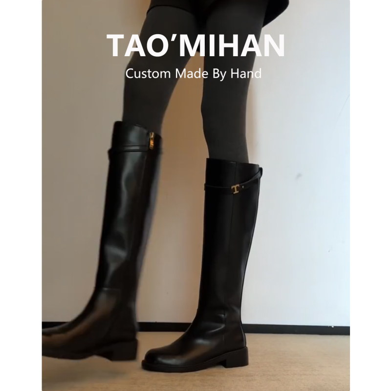 Genuine Leather Black High-Top Riding Boots for Women, 2026 Autumn New Style, Chunky Heel Long Boots That Flatter the Leg Shape, Knee-High Boots Genuine Leather Black High-Top Riding Boots for Women, 2026 Autumn New Style, Chunky Heel Long Boots That Flatter the Leg Shape, Knee-High Boots