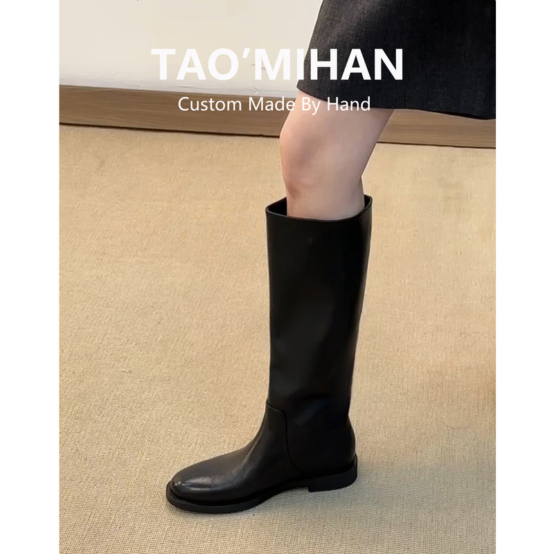 Genuine Leather ~ Slimming Over-The-Knee Long Boots for Women 2026 Autumn and Winter New Black Riding Boots Low-Heeled Long Boots