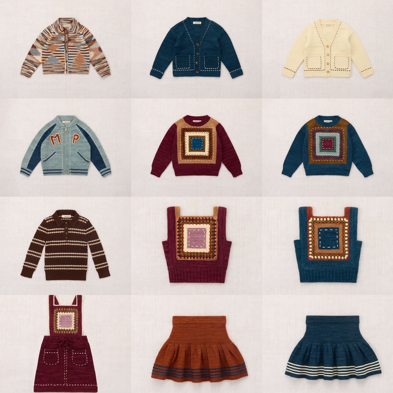 In Stock Misha Puff 26Aw Children's Knitted Sweater Cardigan Vest Dress Long Pants Short Skirt Mp