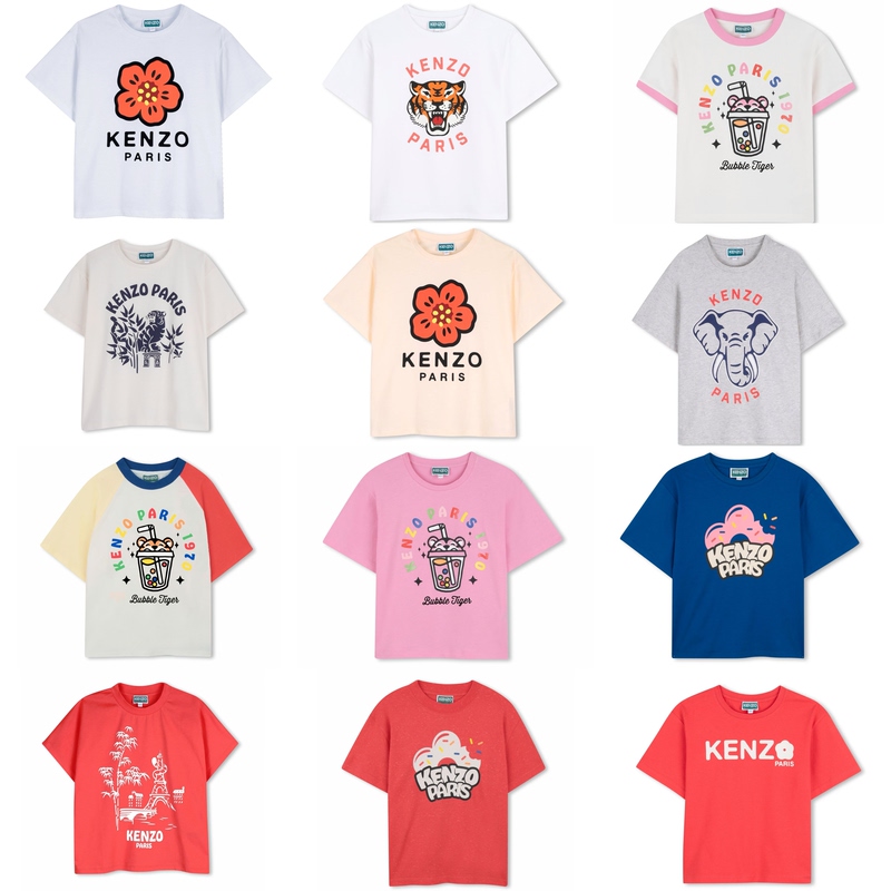 In-Stock Kenzo Children's Clothing 26 Spring/Summer Kids' Short-Sleeve Solid Color Printed T-Shirt Casual Tiger Head Logo Crew Neck Short Sleeve In-Stock Kenzo Children's Clothing 26 Spring/Summer Kids' Short-Sleeve Solid Color Printed T-Shirt Casual Tiger Head Logo Crew Neck Short Sleeve