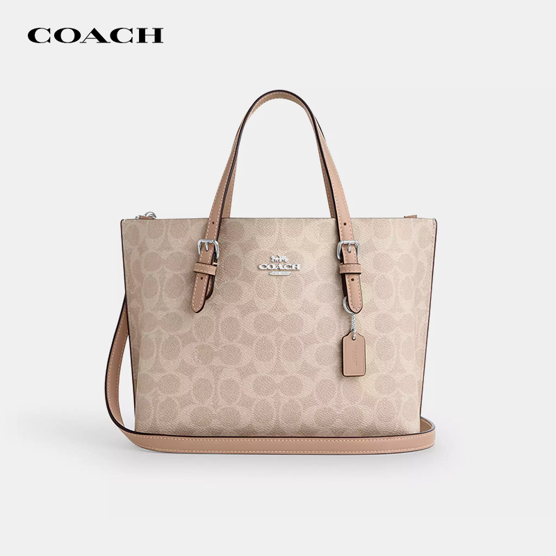 [Authenticity Guaranteed] Coach/Coach Mollie24 Tote Bag in Milk Tea Color, Single Shoulder Crossbody Handbag for Women