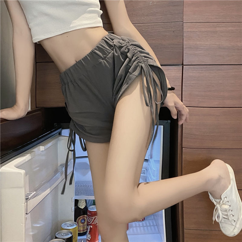 Drawstring Pleated Flared Wide-Leg Shorts for Summer, High-Waisted, Slimming, Versatile, Casual, Outerwear, Sports Hot Pants for Women and Students Drawstring Pleated Flared Wide-Leg Shorts for Summer, High-Waisted, Slimming, Versatile, Casual, Outerwear, Sports Hot Pants for Women and Students