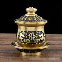 Pure bronze Buddha word holy water cup pure water Cup Guanyin Lotus cup for cup worship Buddha worship God blessing water cup for cup