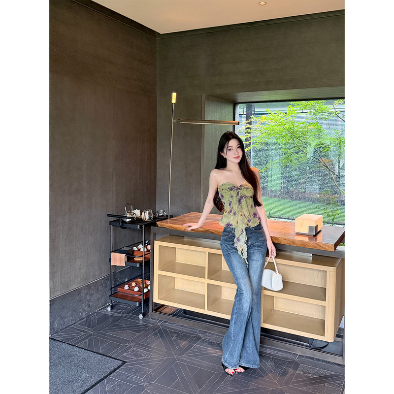 1Sdoudou Doudoujiang [Proportion Tiancai] Summer Jeans 2026 New Women's Vintage American Style Flared Pants