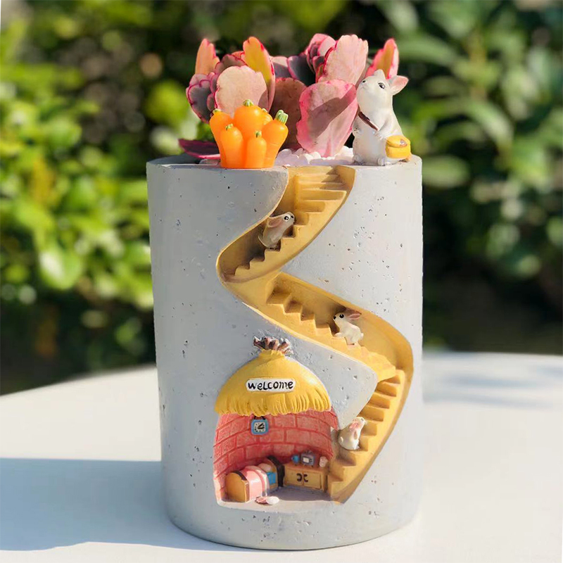 Hedgehog Small Rabbit Creative Cartoon Multimeat Flower Pot without Kong New Year decorations Potted plant cute animal flower pot kindergartens