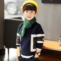 Boy high collar sweater 2021 New ocean gas plus velvet thickened autumn winter boy CUHK boy knit undershirt