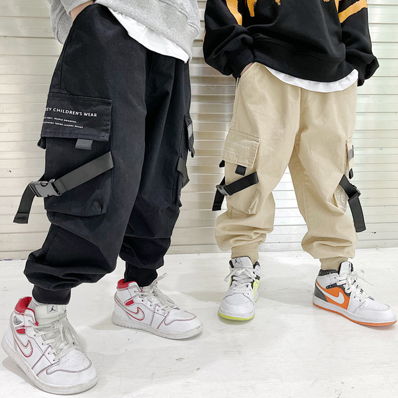 Korean boy's trousers 2021 spring new children's overalls middle and big children's spring trousers foreign style boy's trendy trousers