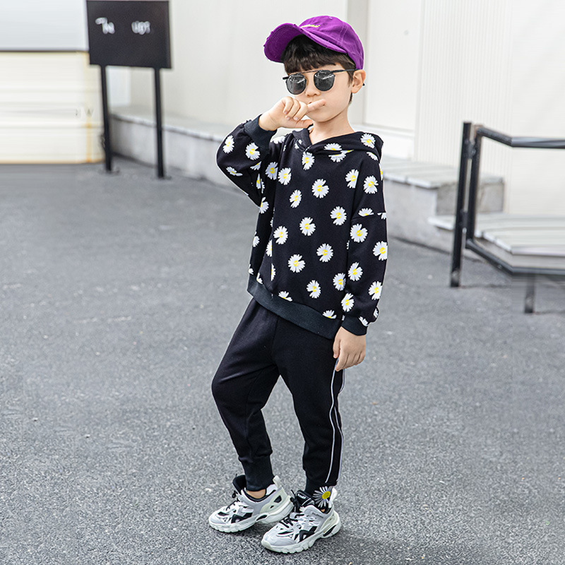 Boy suit 2022 New spring autumn season CUHK Tong Lianhood Sports shirt New trendy children Two sets for children