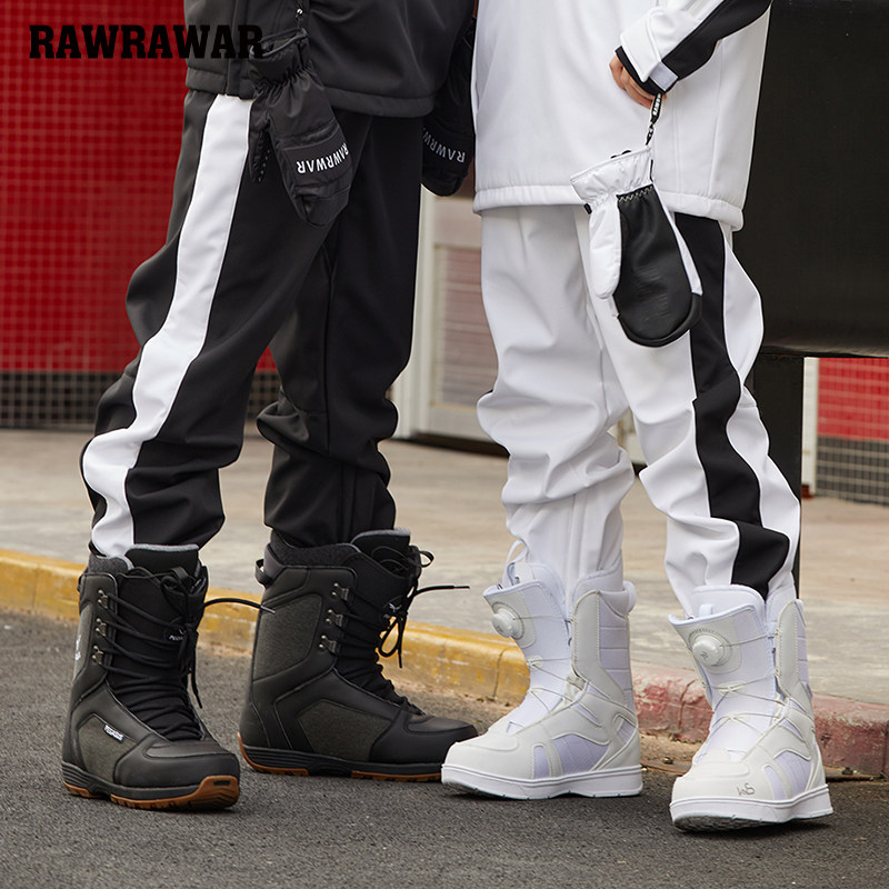 Men's and women's ski pants thin version Korean veneer double-board warm foot beam soft shell plus velvet ski pants waterproof and wear-resistant