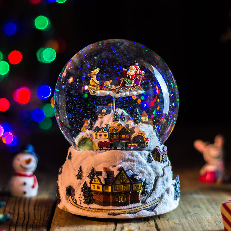 JARLL music box crystal ball music box girl children's birthday gift rotating snow mountain Christmas to send girlfriend