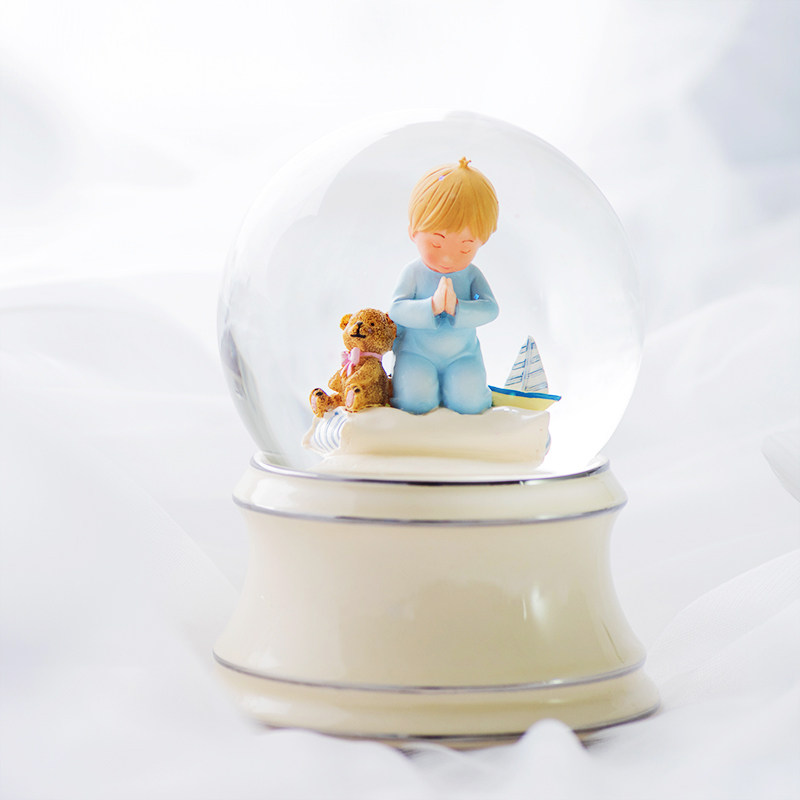 JARLL Prayer Boy Water Crystal Ball Music Box Eight-tone Box Girl Children Kid Kid Creative Spin Birthday Presents