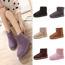 Korean winter flat bottom short tube plus velvet thickened trendy shoes non-slip women snow boots classic warm cover foot cotton shoes