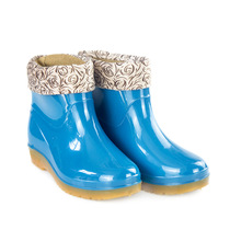 Yu Yian rubber Womens rain boots low tube fashion Garden labor protection rain shoes removable cotton plus velvet water shoes