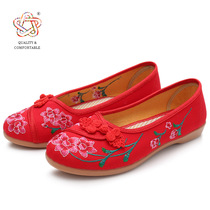 Tian Zuxiang shallow mouth one pedal soft bottom embroidered shoes national style new old Beijing cloth shoes women Chinese style single shoes