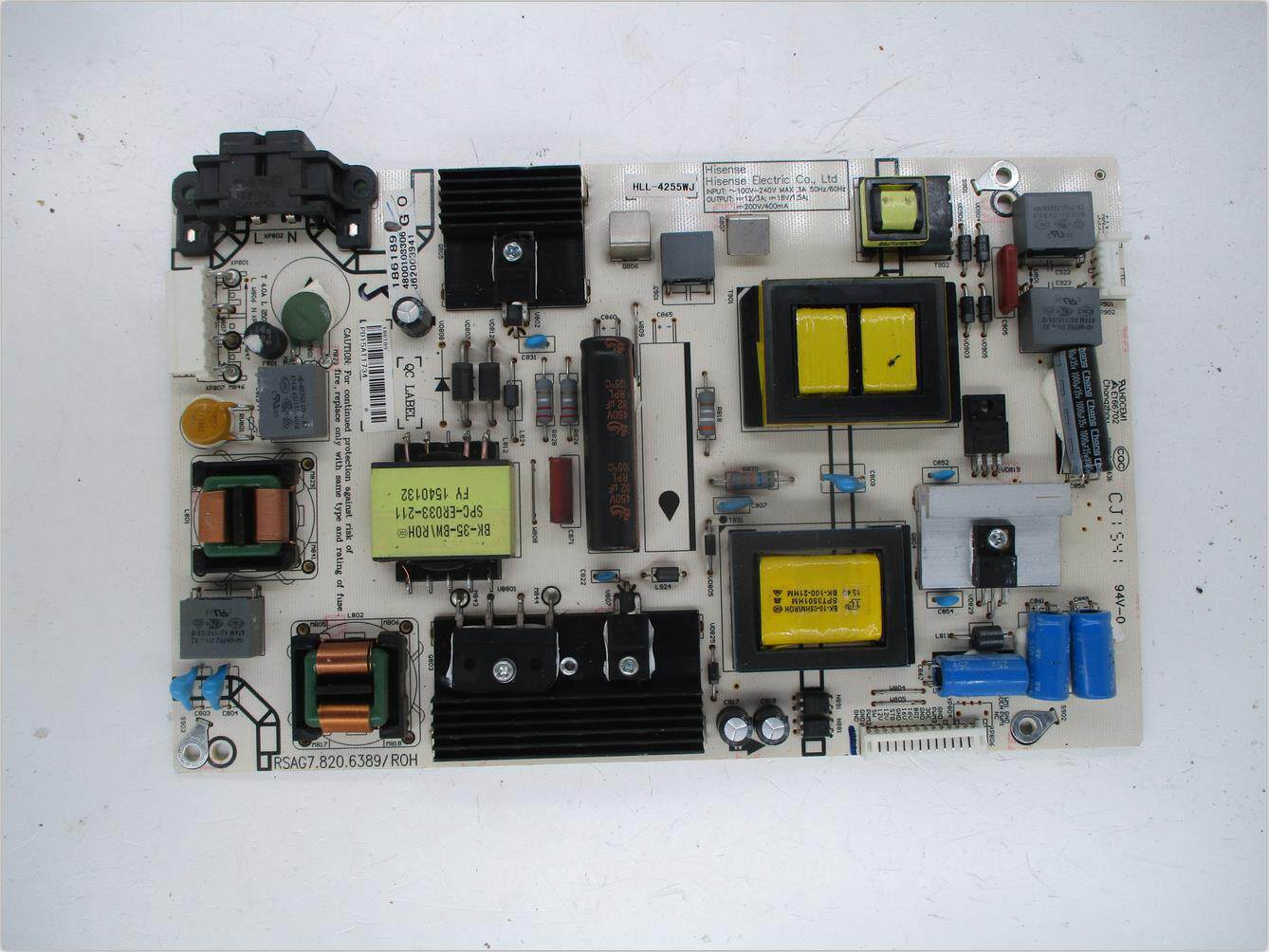 Hisense LED49K300U Power Panel RSAG7 820 6389 ROH 4 14 pin single capacitor