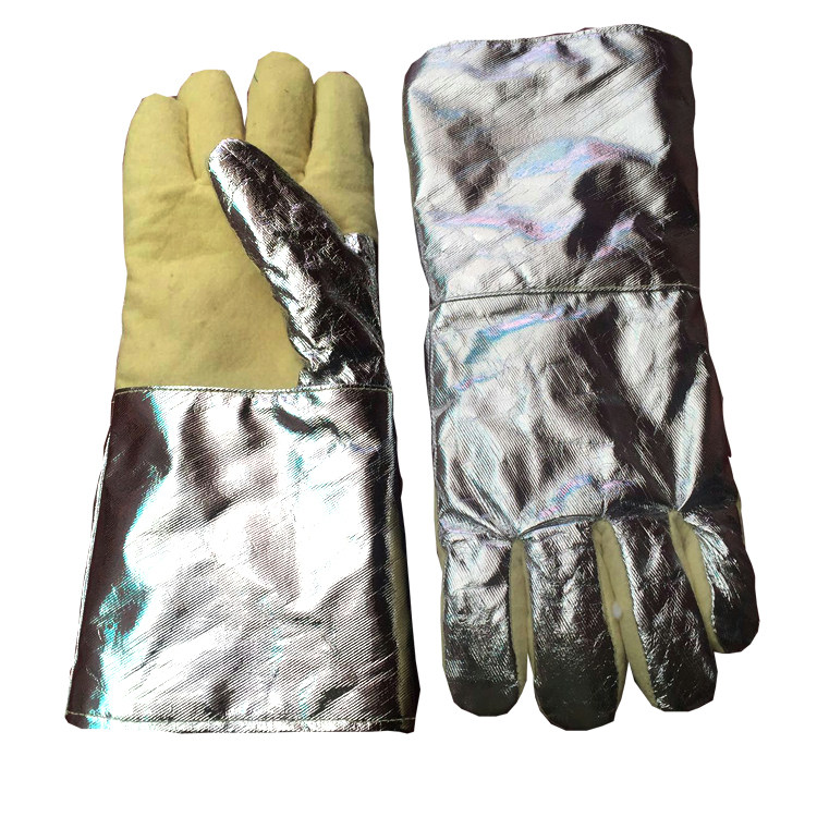 Factory direct sale Amberley high temperature resistant 500 ℃ aluminum foil insulation gloves casting mold boiler anti-scalding gloves