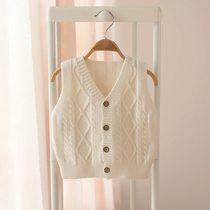 Middle and Big Boy vest spring and autumn childrens female baby wool vest baby cotton knitted V-neck sweater