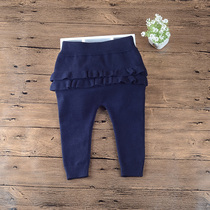 Childrens clothing girls autumn and winter clothing new pure cotton knitted leggings Korean childrens slim leggings