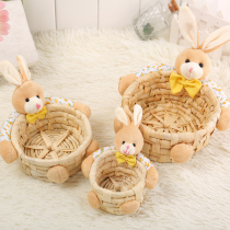 Bear key storage basket cosmetics socks storage box rabbit handmade aquatic plants woven storage box fabric home