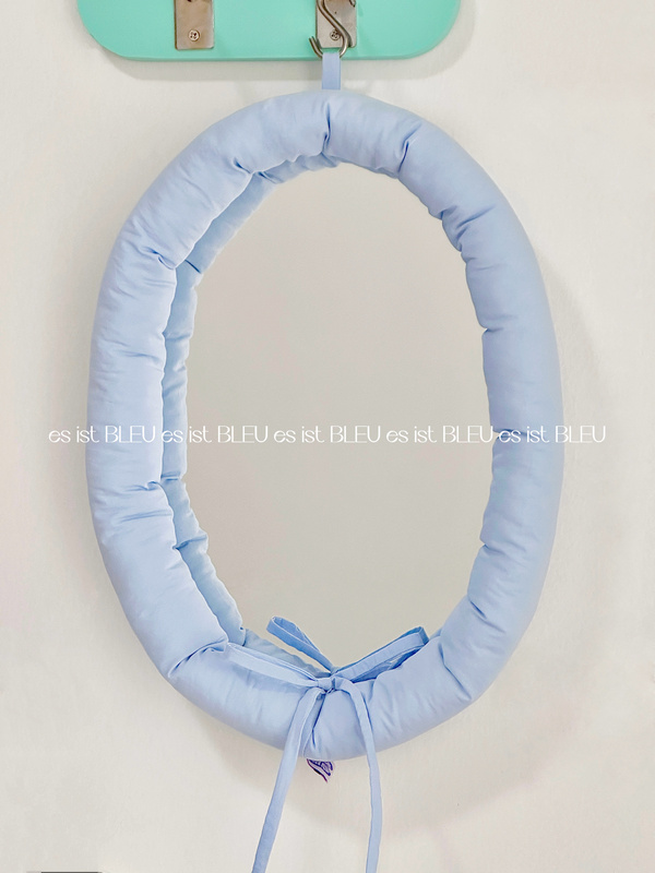 Esistbleu Self-Made Ins-Style Korean-Style Mirror, Blue Fabric-Filled Makeup Mirror, Desktop Decoration Mirror Esistbleu Self-Made Ins-Style Korean-Style Mirror, Blue Fabric-Filled Makeup Mirror, Desktop Decoration Mirror