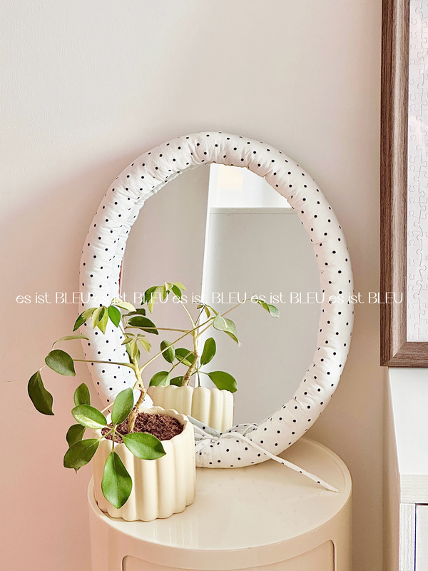 Esistbleu LAOSHU Polka Dot ins Korean Style Mirror Fabric Cotton-Filled Makeup Mirror Desktop Ornament Decorative Mirror Esistbleu LAOSHU Polka Dot ins Korean Style Mirror Fabric Cotton-Filled Makeup Mirror Desktop Ornament Decorative Mirror
