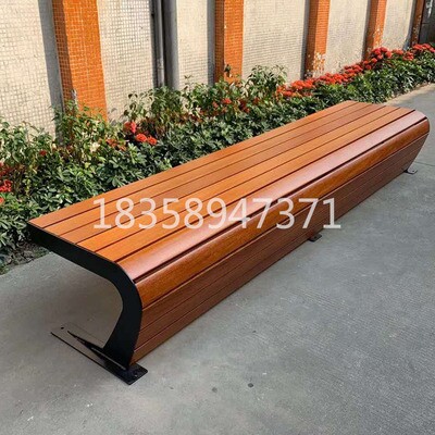 Set to make 304 stainless steel outdoor solid wood strip seat Embalming Wood Casual Park Chair Bench Chair Landscape Stool-Taobao