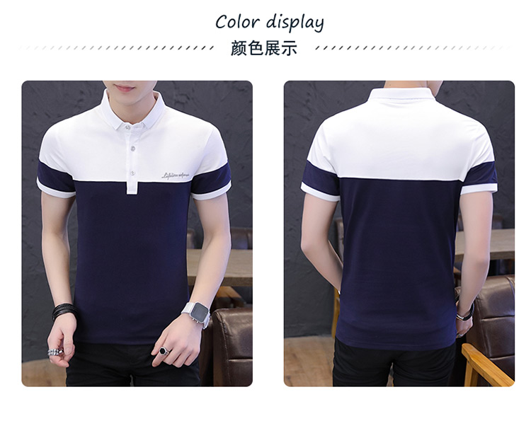 Mùa hè cotton ngắn tay t-shirt thanh niên ve áo nhỏ POLO áo sơ mi kinh doanh người đàn ông giản dị của hoa khâu T-Shirt triều