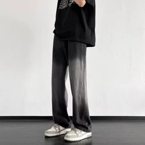 Tide, черные джинсы, трендовые штаны, в американском стиле, свободный прямой крой