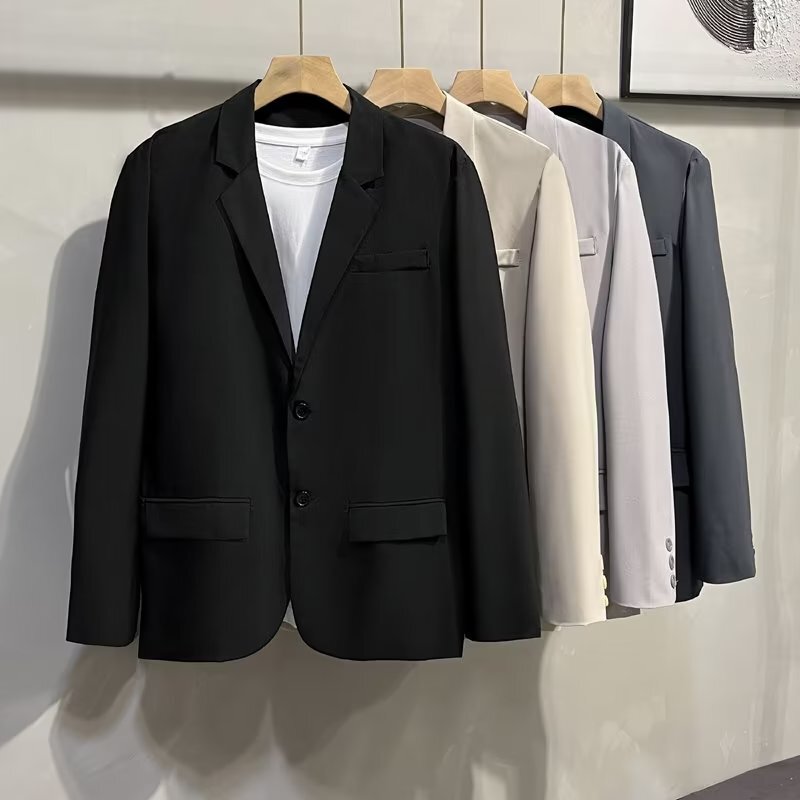High-End Drapey Casual Blazer for Men, Spring and Autumn Style, Korean Version, Trendy and Versatile, British Style, Street-Style Handsome Small Suit High-End Drapey Casual Blazer for Men, Spring and Autumn Style, Korean Version, Trendy and Versatile, British Style, Street-Style Handsome Small Suit