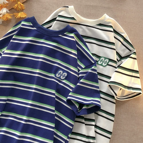 Японская трендовая футболка с коротким рукавом для отдыха для влюбленных, оверсайз