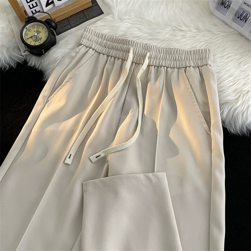 Летний тонкий шелковый пиджак классического кроя, трендовые штаны, повседневные брюки, свободный прямой крой, в корейском стиле