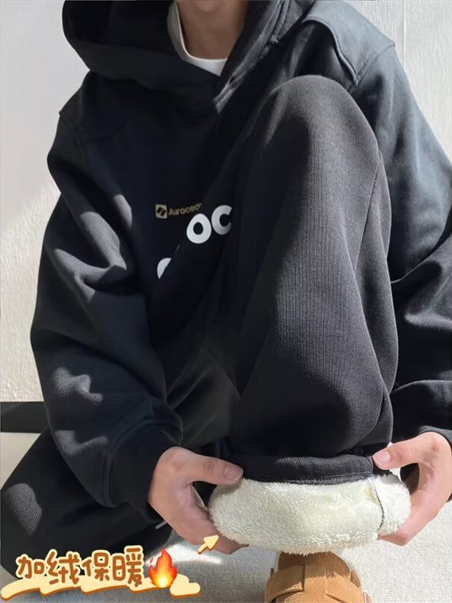 Men's Lamb Wool Sweatpants for Autumn and Winter, Thickened for Warmth, with a Drapey, Relaxed, Casual Style, Loose Wide-Leg Fleece-Lined Joggers