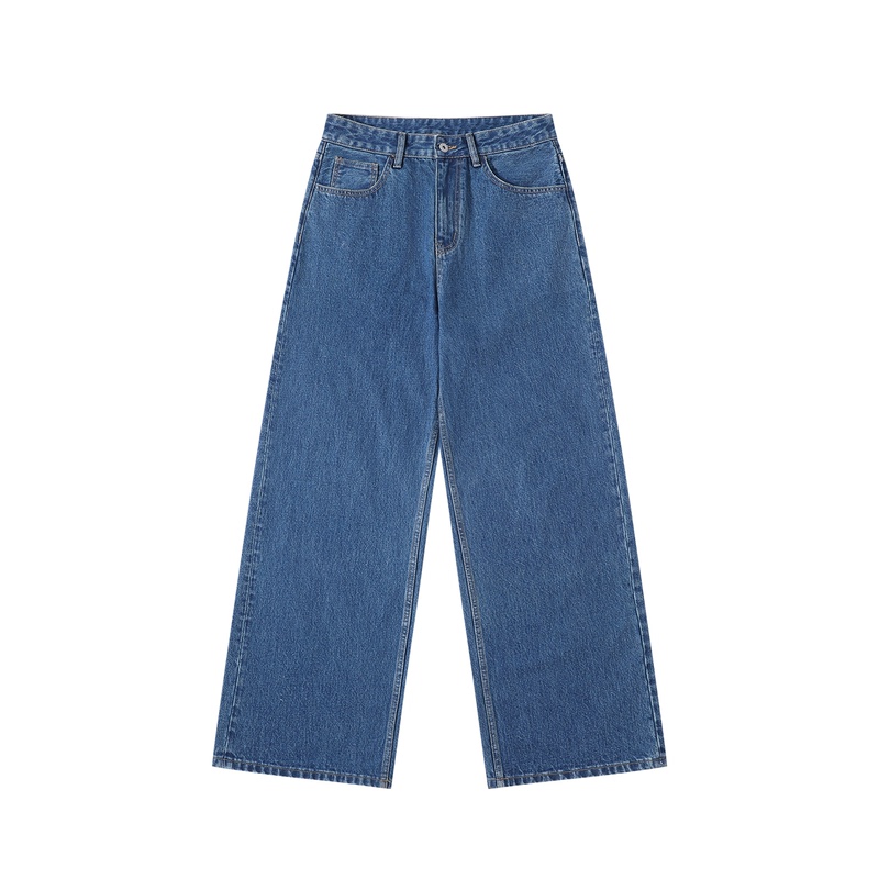 Manuscript Huangshi Original Color Jeans 14 oz Spring Raw Denim A-Line Straight Loose Wide-Leg Denim Pants