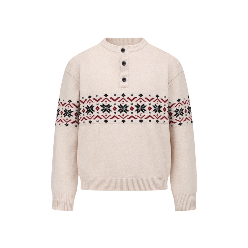 Manuscript New Year Limited Edition Fair Isle High-End Imitation Cashmere Knitwear Vintage Jacquard Gray Sweater