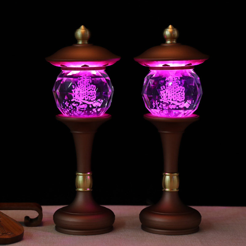 Buddha in front of the Buddha for the lamp Changming lamp chaedei lamp for the treasure and crystal for the lamp led copper alloy to insert a pair