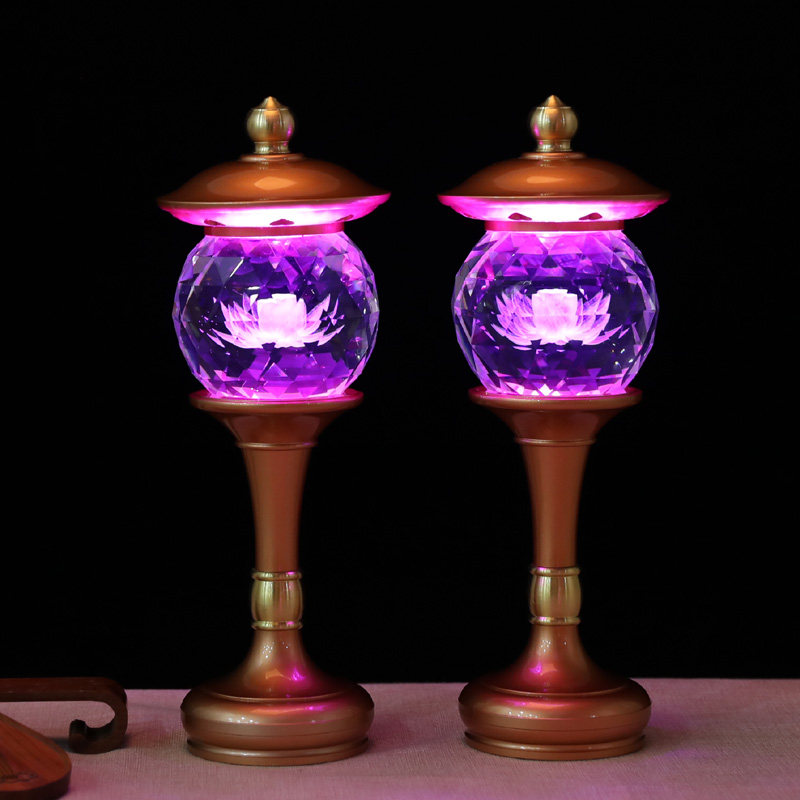 Buddhist Supplies Crystal Lotus Lantern Buddha for the lamp Led Seven colorful for the Buddha lamp The Buddha front for the lamp Lotus Home