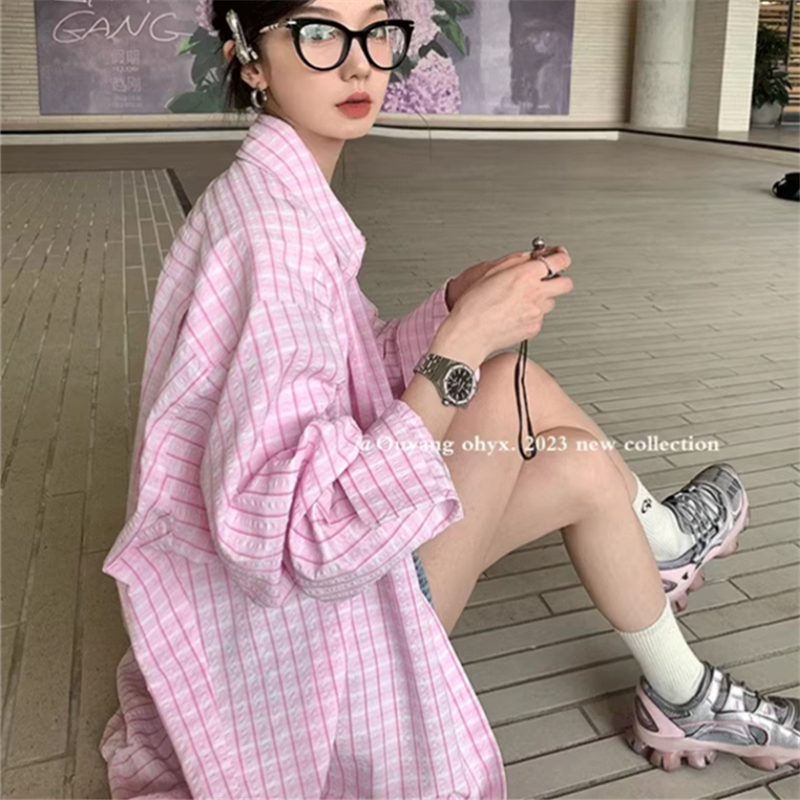 Plaid Sun Protection Shirt Jacket for Women, Summer Thin Cardigan, Mid-Length Cotton and Linen Top, Loose Long-Sleeved Shirt Plaid Sun Protection Shirt Jacket for Women, Summer Thin Cardigan, Mid-Length Cotton and Linen Top, Loose Long-Sleeved Shirt