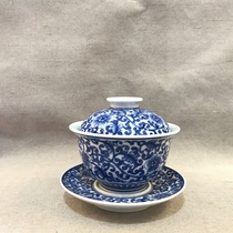 Jingdezhen Cultural Revolution Factory porcelain early wood kiln blue and white hand-painted branch-covered bowl boutique collection package old special price