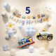Baby birthday decoration balloon excavator car theme background wall boy children's first birthday party scene layout