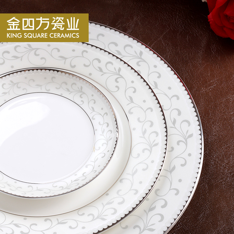 Silver lenovo tangshan 56 skull porcelain tableware household wedding dishes suit creative ceramic dishes Korean