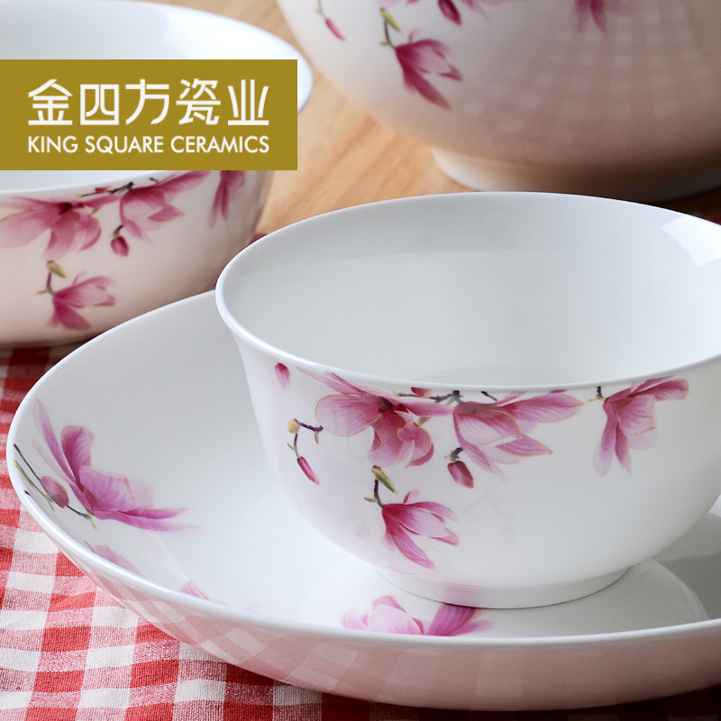 Gold 22 square head shape ipads porcelain combination series plate dishes creative household of Chinese style and contracted gift set