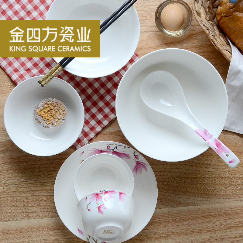 Gold 22 square head shape ipads porcelain combination series plate dishes creative household of Chinese style and contracted gift set
