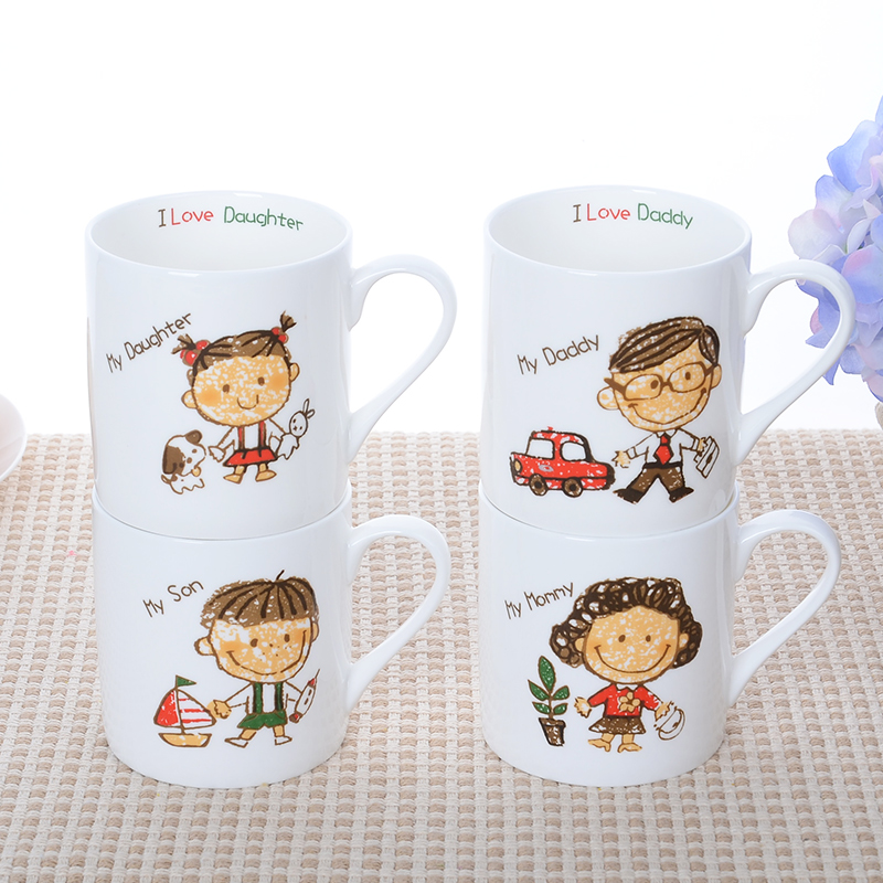 Family and lovely cartoon milk coffee cup ultimately responds cup keller parent - child Family suits for ceramic cup