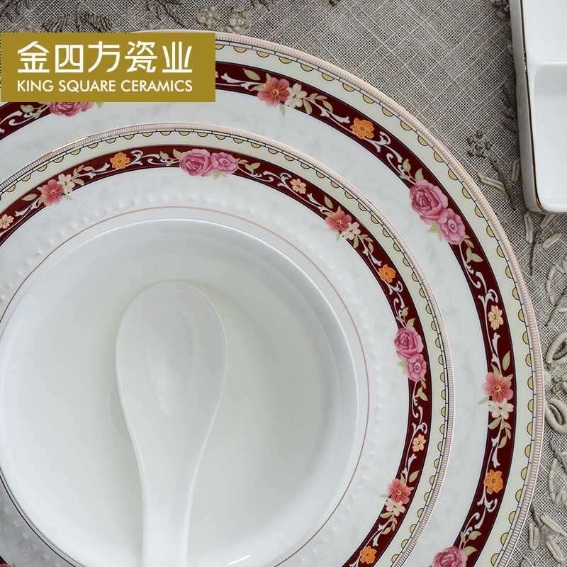 Gold square jade ice core I and contracted 50 skulls the qing porcelain tableware ceramic bowl dishes European dishes suit