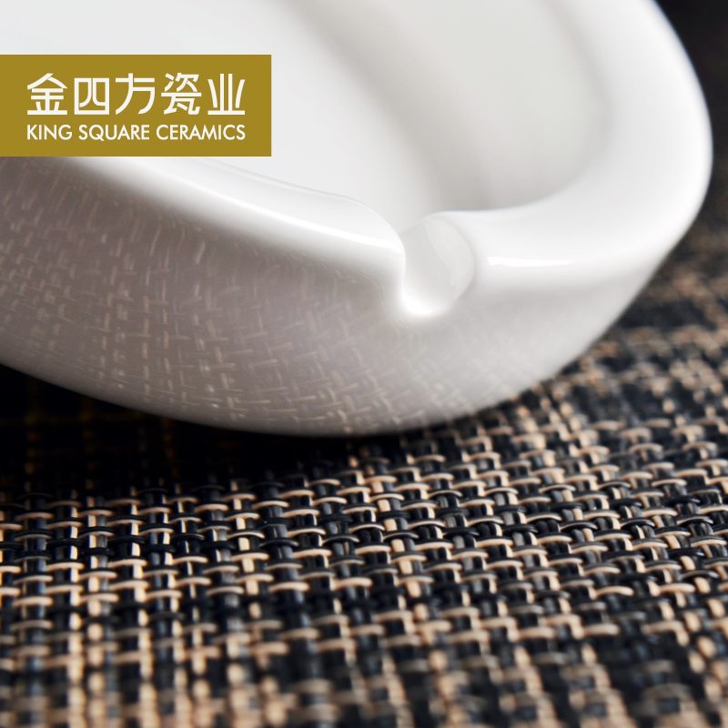 Gold sifang ipads porcelain ashtrays pure white ipads China ashtray catering utensils porcelain hotel restaurant smoke plate in the living room