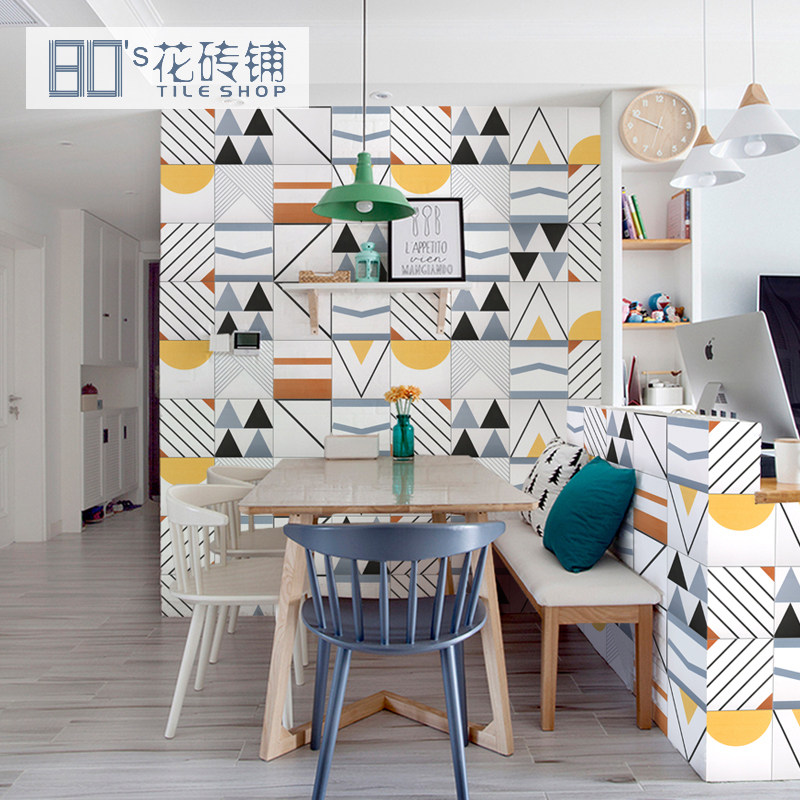 Tile 200×200 creative personality geometric tile kitchen bathroom bedroom floor tile simple modern small flower piece