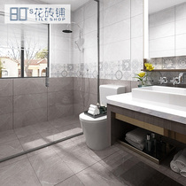 Soft light carved glaze cement gray kitchen toilet tile 300x600 antique brick toilet bathroom balcony wall tile